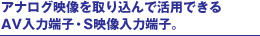 �A�i���O�f������荞��Ŋ��p�ł���AV���͒[�q�ES�f�����͒[�q�B