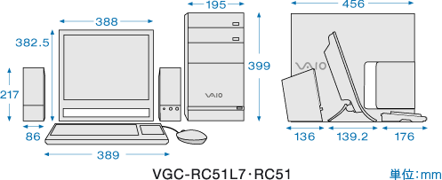 寸法：VGC-RC51L7・RC51