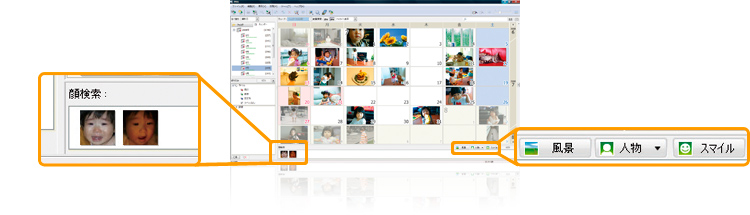 同じ顔や笑顔から画像を見つけだす
